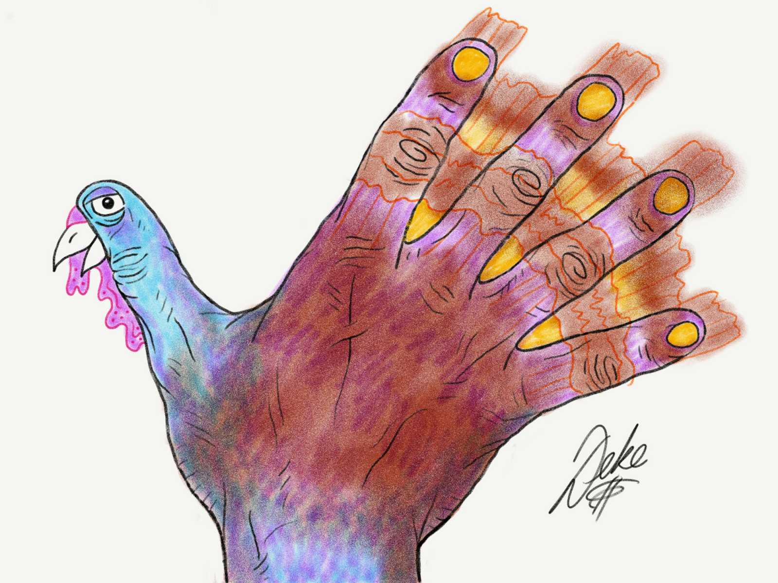 how to draw a hand turkey step by step